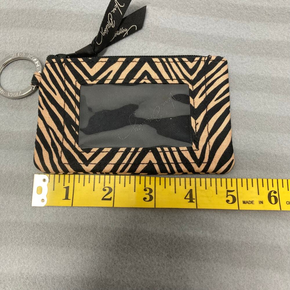 Vera Bradley Brown & Black Zebra Print Coin Purse Key Ring. Pre-Owned